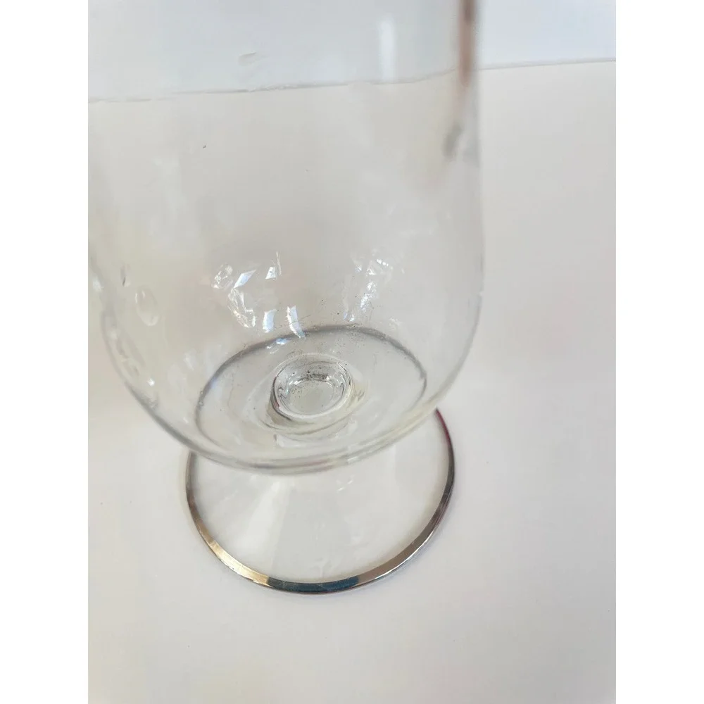 Vintage Hurricane Champagne Cocktail Glass Silver Rim Stemmed Barware Set of 5